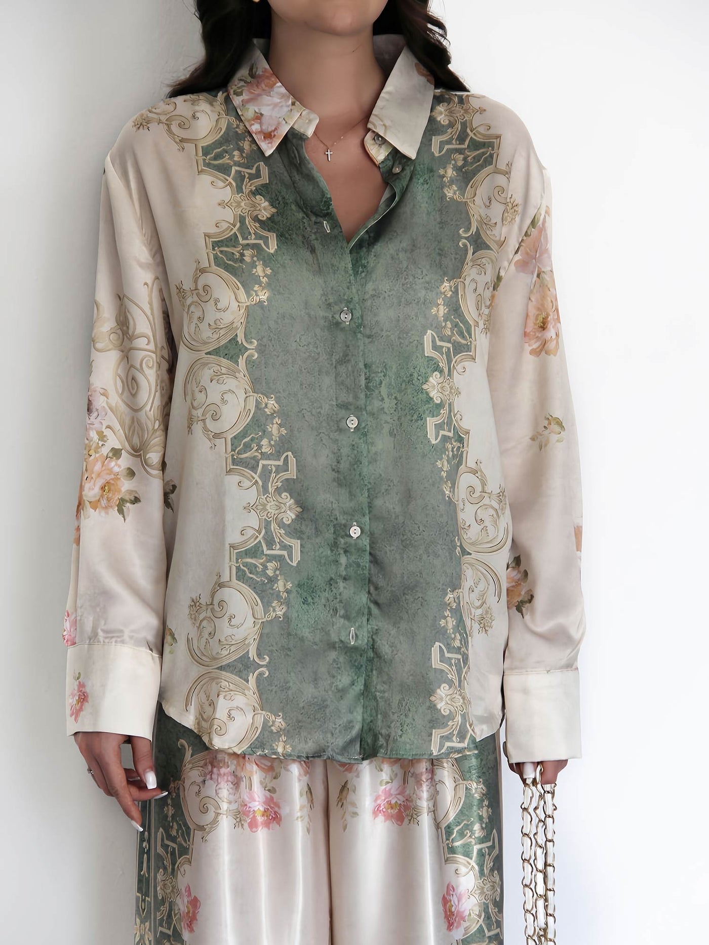 StilloStore™ | Barok satijnen overhemd met bloemenprint