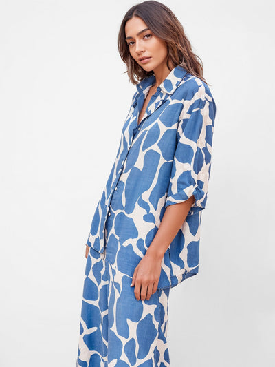 StilloStore™ | Oversized overhemd met oceaangolfprint