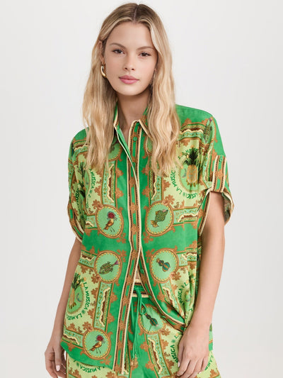 StilloStore™ | Groen overhemd met paisleyprint en knoopjes