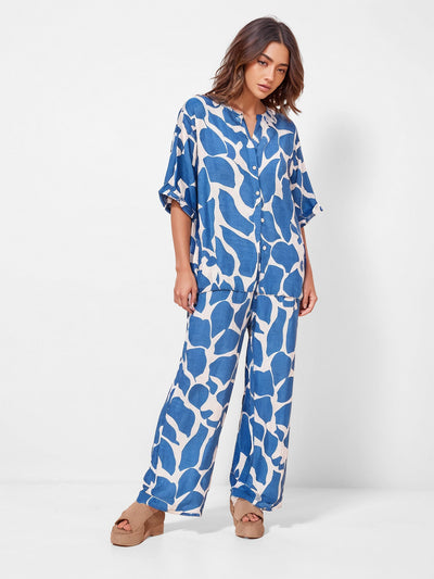 StilloStore™ | Oversized overhemd met oceaangolfprint