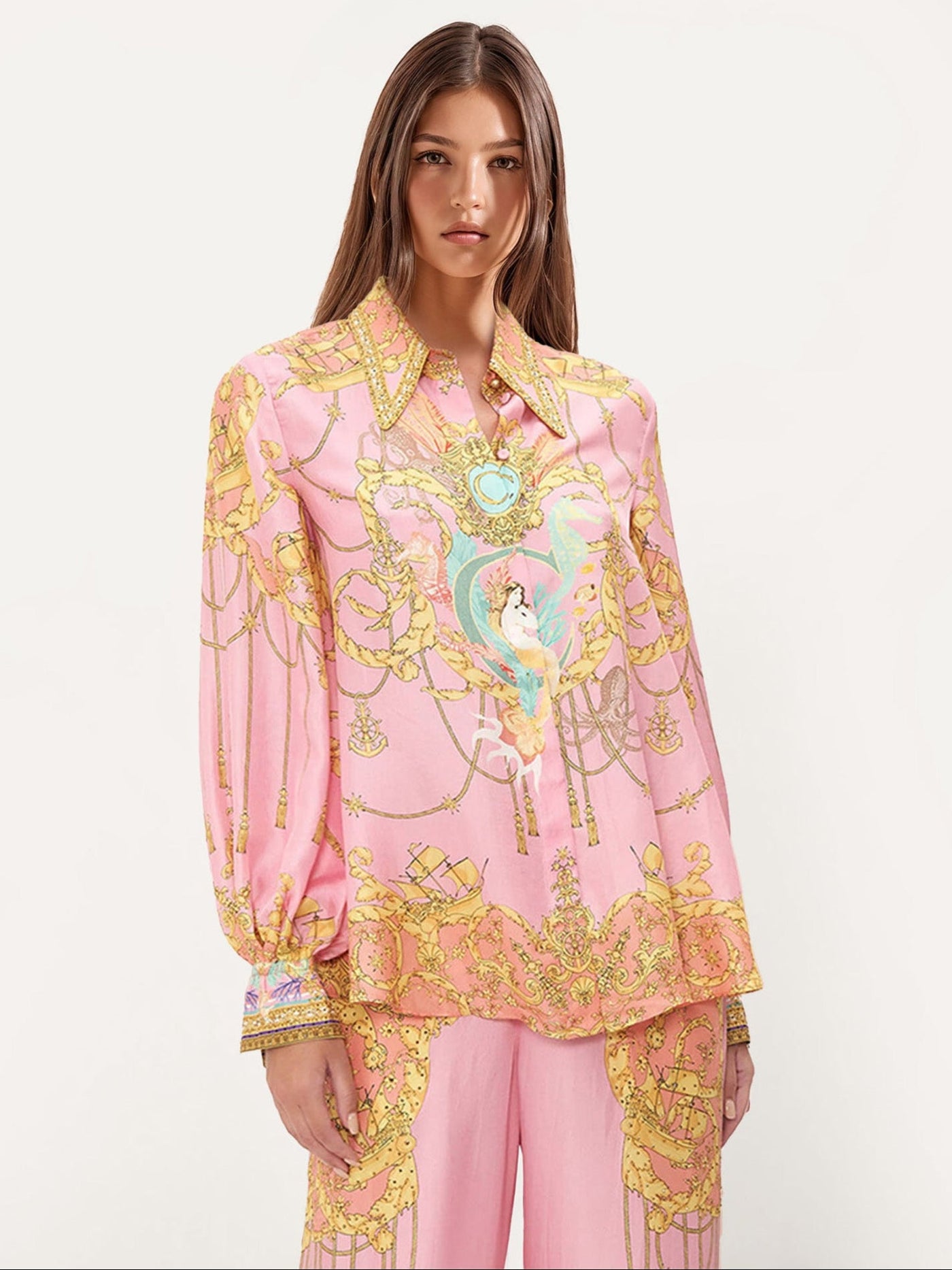 StilloStore™ | Blouse met pofmouwen en visprint