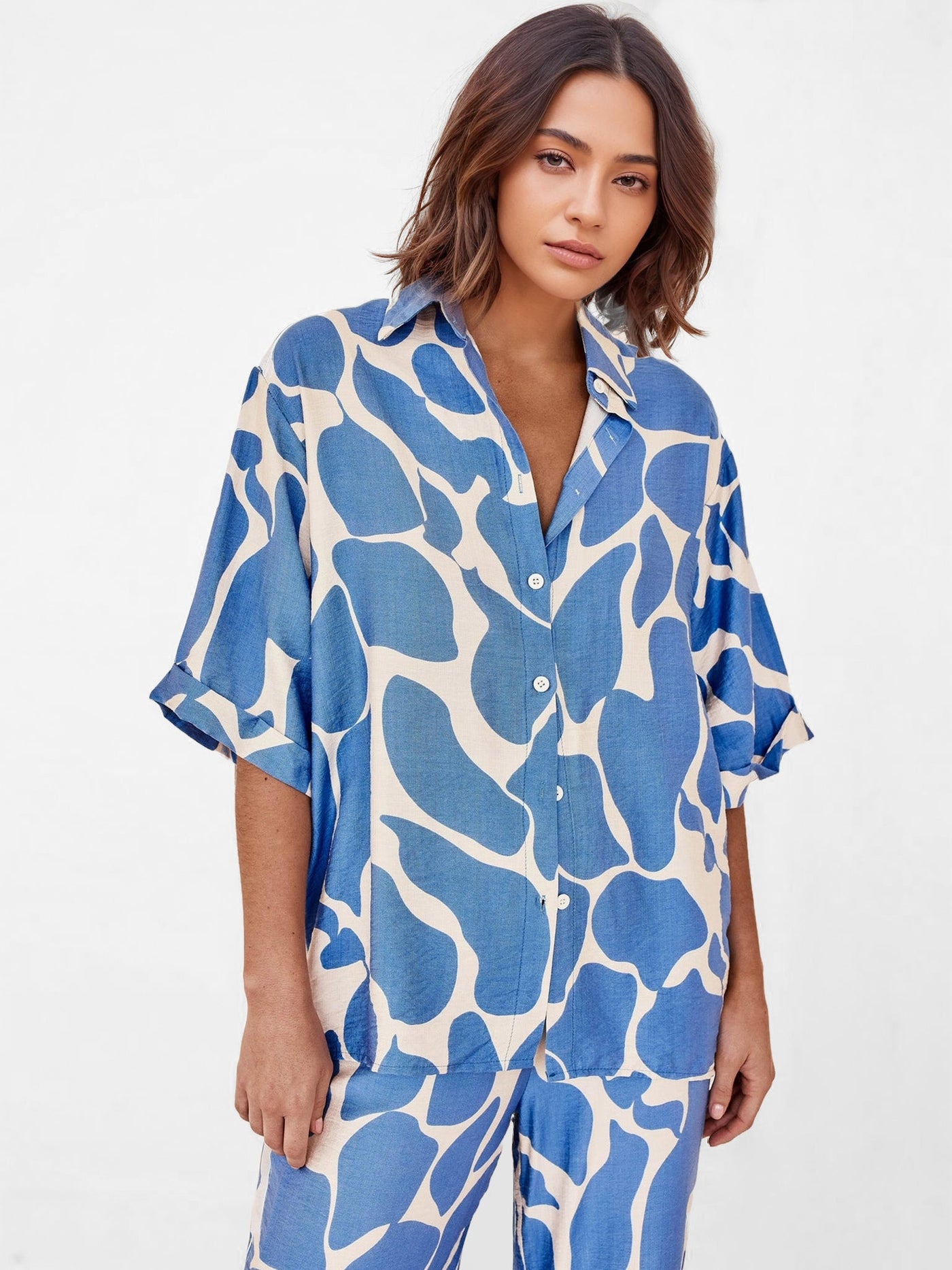 StilloStore™ | Oversized overhemd met oceaangolfprint