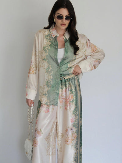 StilloStore™ | Barok satijnen overhemd met bloemenprint