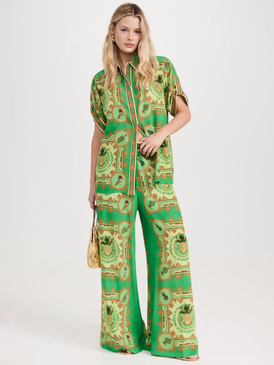 StilloStore™ | Groen overhemd met paisleyprint en knoopjes