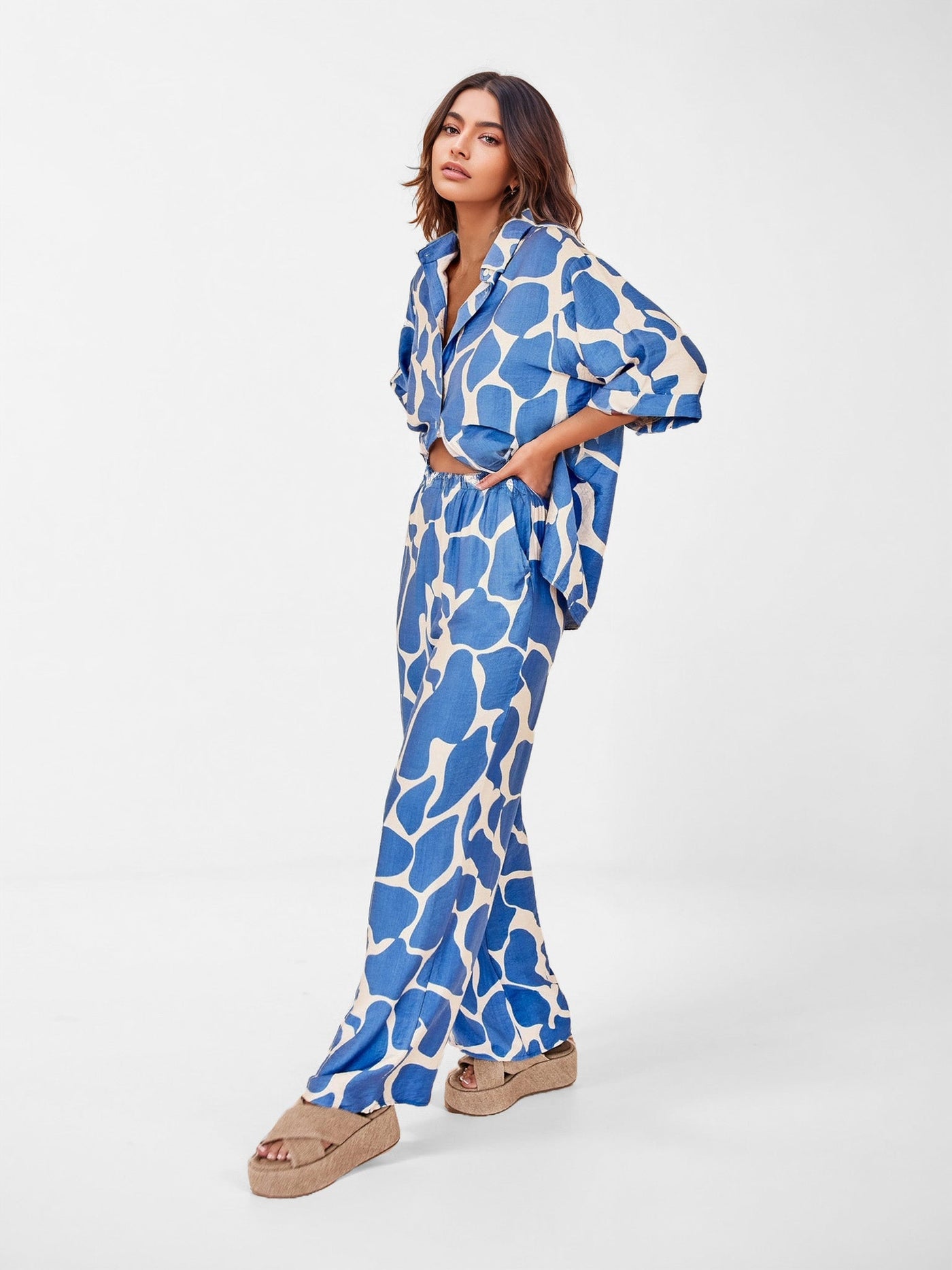 StilloStore™ | Oversized overhemd met oceaangolfprint