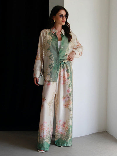 StilloStore™ | Barok satijnen overhemd met bloemenprint