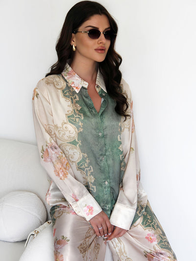 StilloStore™ | Barok satijnen overhemd met bloemenprint